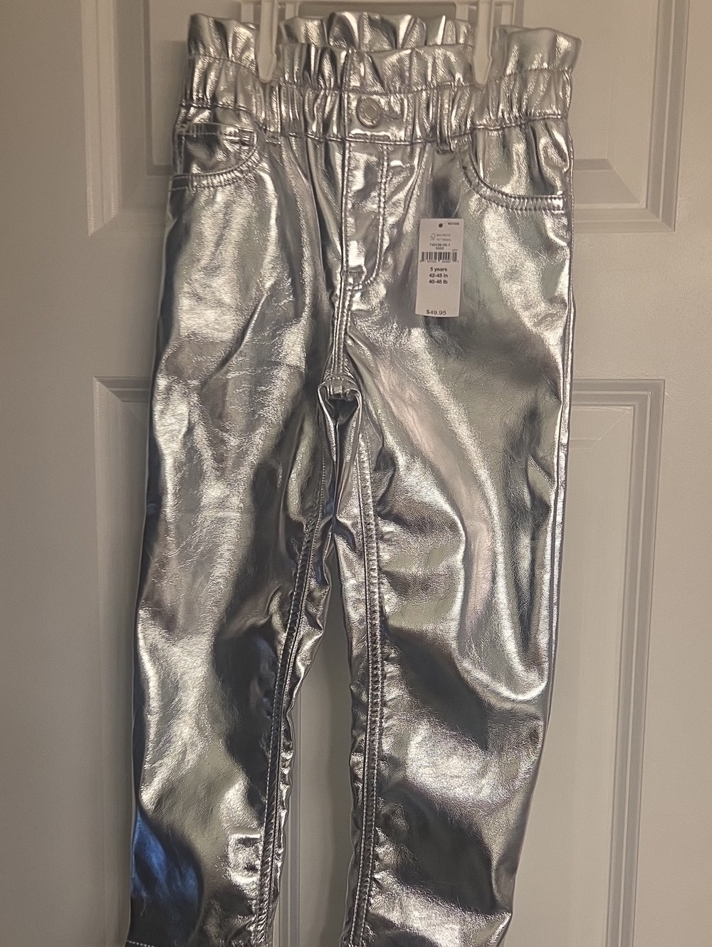 GAP Girls Silver Metallic Paperbag Waist Jeans